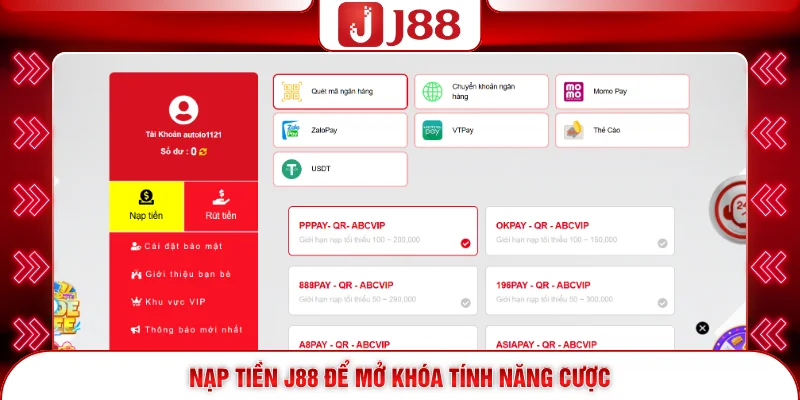 Nạp Tiền J88 – Bí Quyết Gia Tăng Vốn Chuẩn Và An Toàn 2026 1 Nạp tiền J88 để mở khóa tính năng cược
